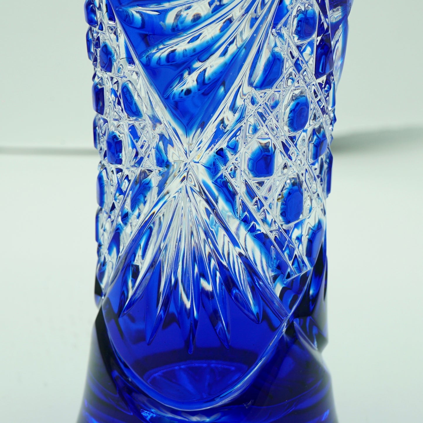 Vintage Bohemian Cobalt Blue Lead Cut Crystal Vase