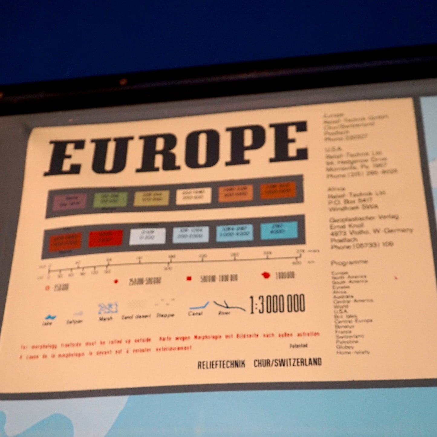 Large 1960s West German Relief Map of Europe by Relieftechnik