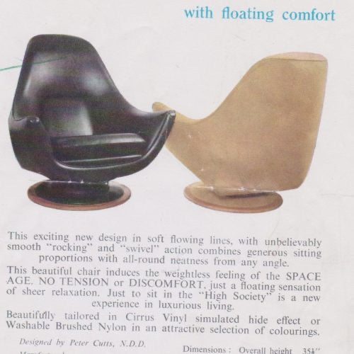 1960s ‘High Society’ space age chair designed by Peter Cutts
