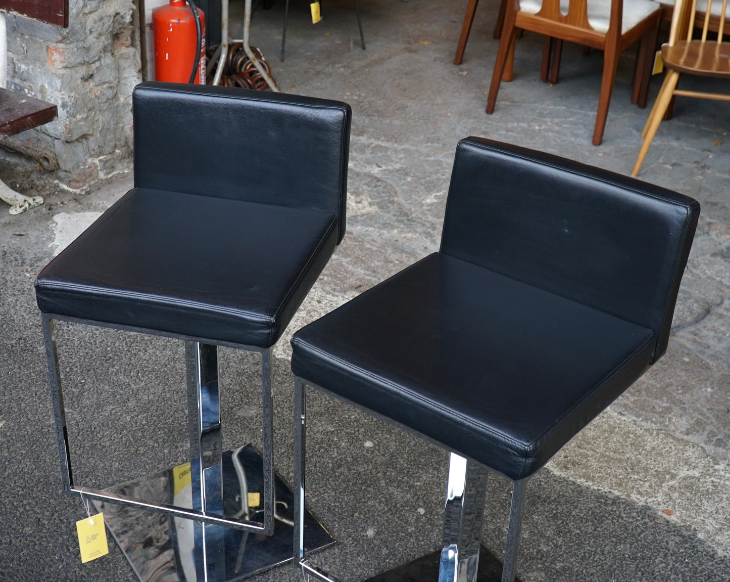 Calligaris Italian leather bar stools x2