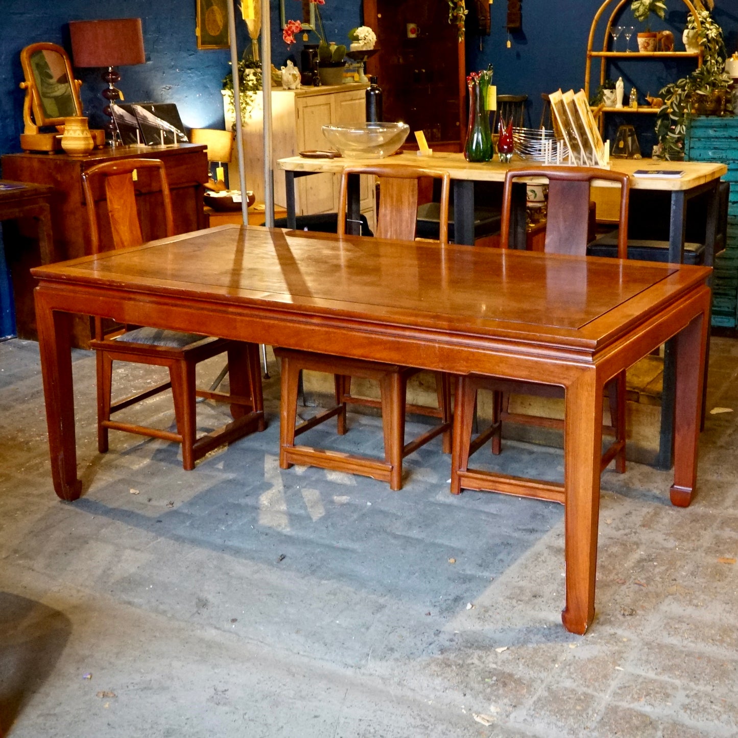 Vintage 20th Century Chinese Hardwood Dining Table