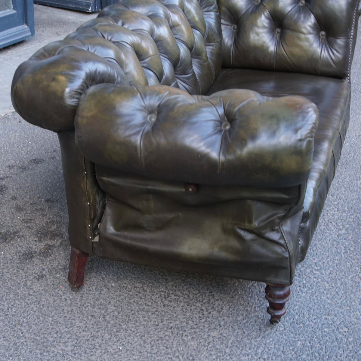 Victorian Leather Daybed with Foot Stool