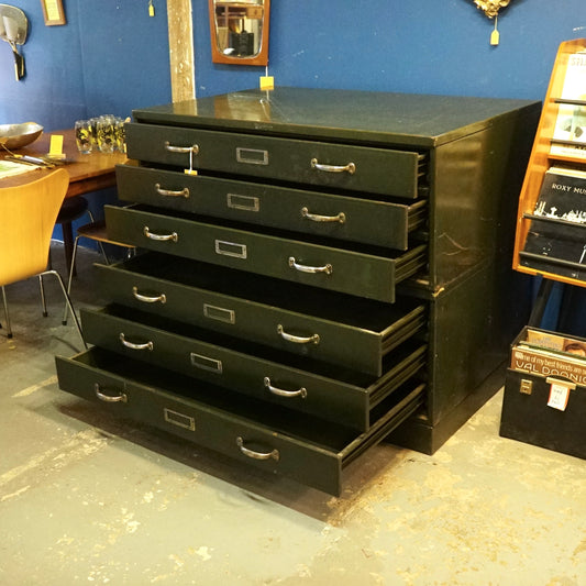 Vintage Metal Plan Chest