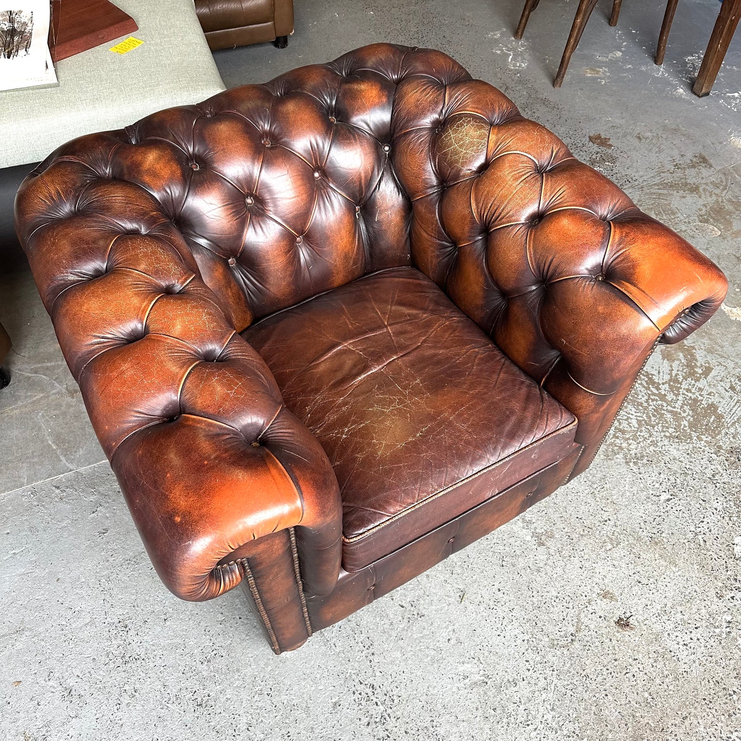Chesterfield Brown Leather Club Chair