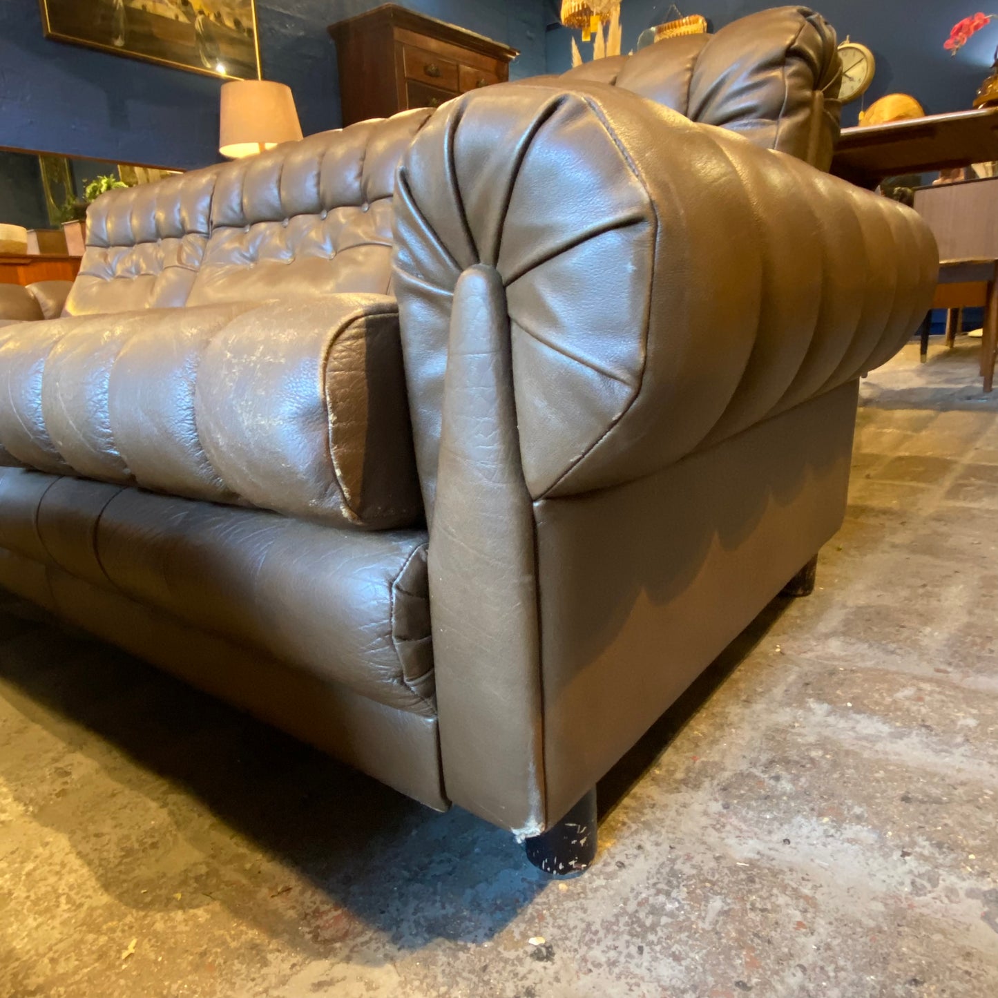 Mid Century Leather Sofa
