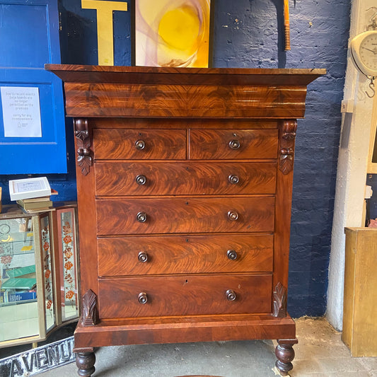 Victorian Mahogany Veneer Highchest - scotch chest