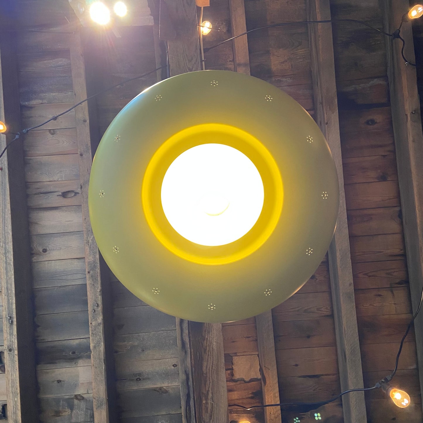 1960s Opaline Glass and Aluminium Light Shade
