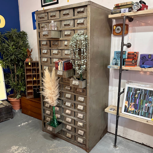 Rare 60 Drawer Early 1900s ‘CWS’ Industrial Cabinet