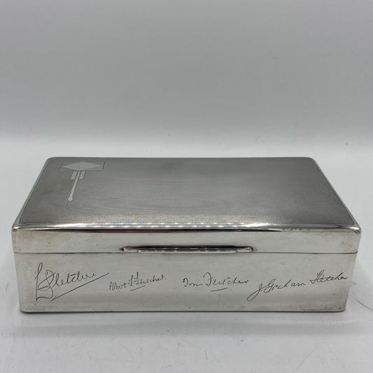 1950s Walker and Hall Sterling Silver engraved cigarette box