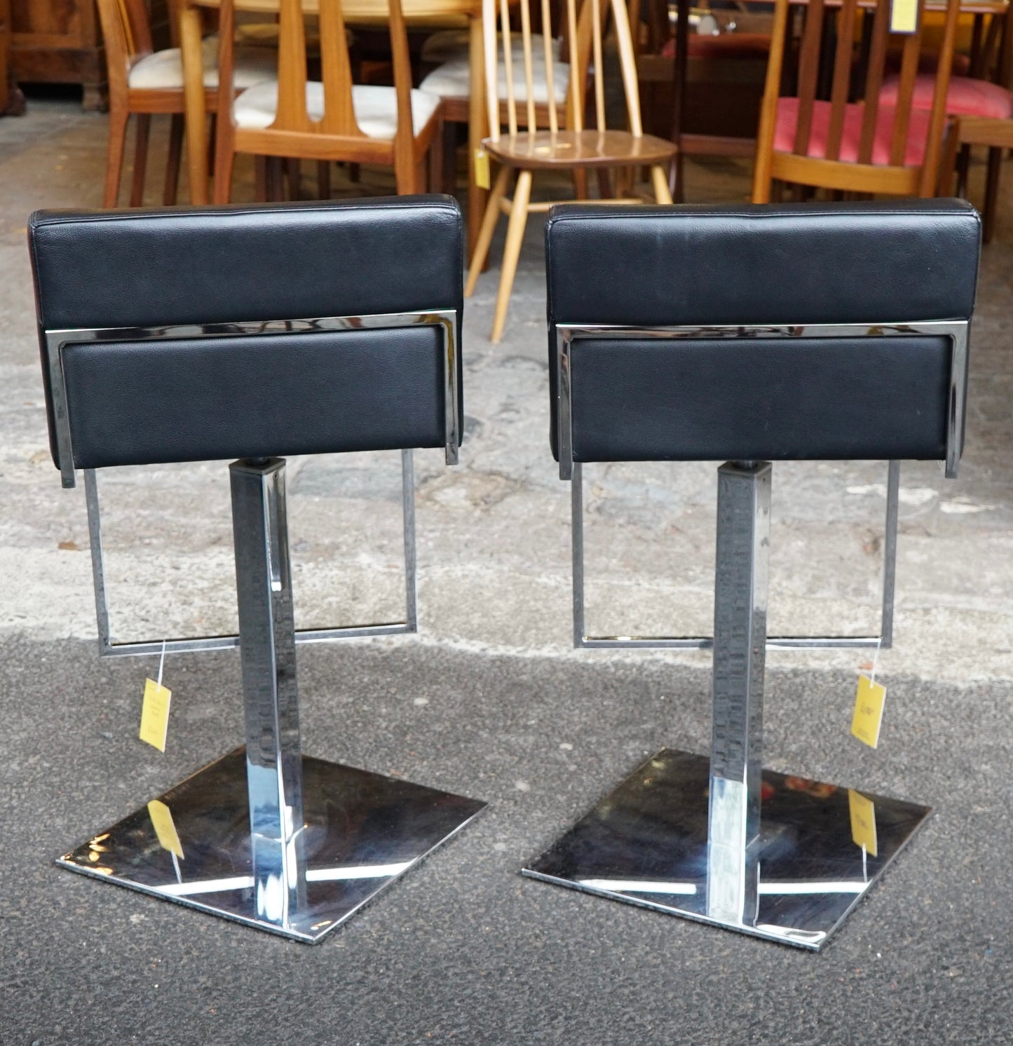 Calligaris Italian leather bar stools x2
