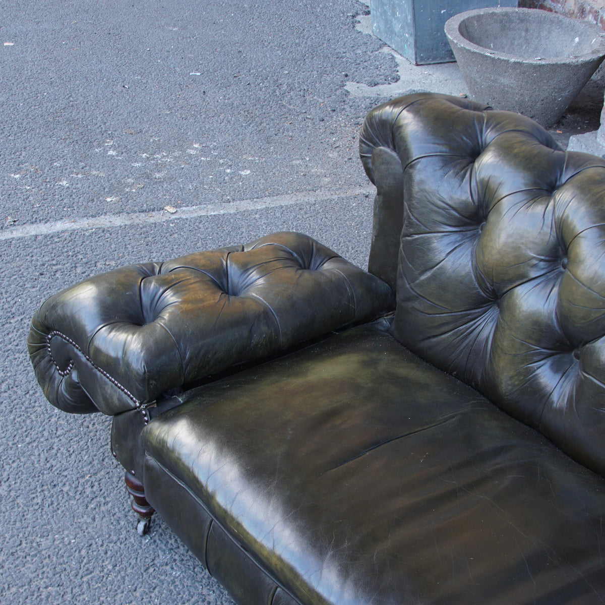 Victorian Leather Daybed with Foot Stool
