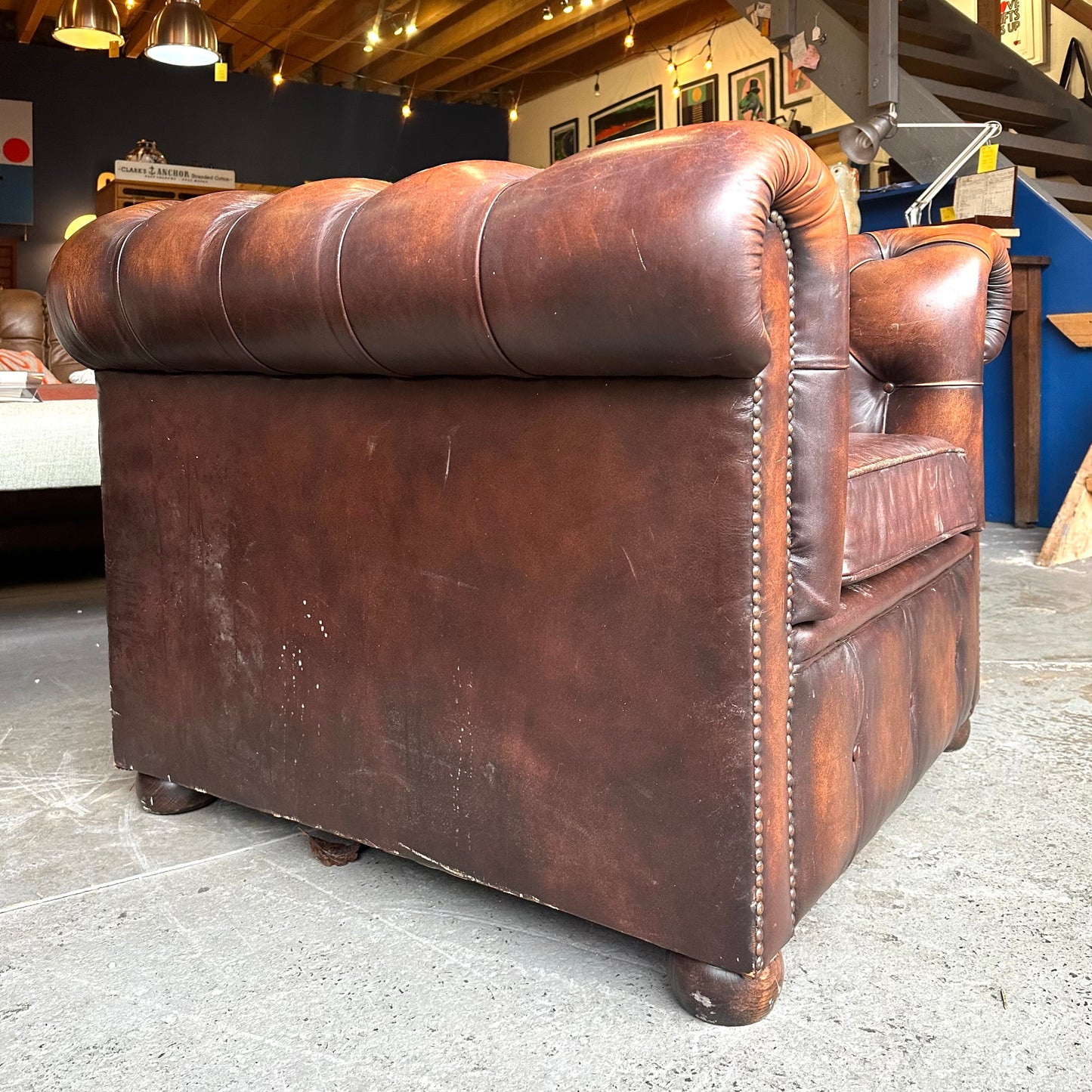 Chesterfield Brown Leather Club Chair