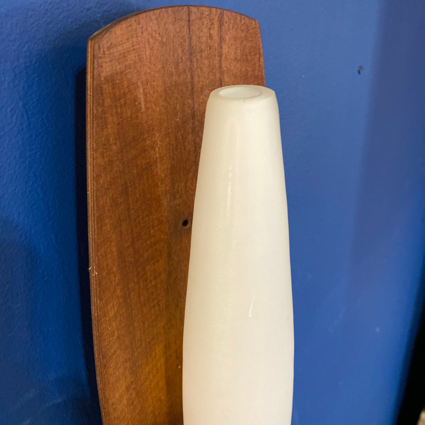 1960s Opaline and Teak Scandinavian Design Wall Light