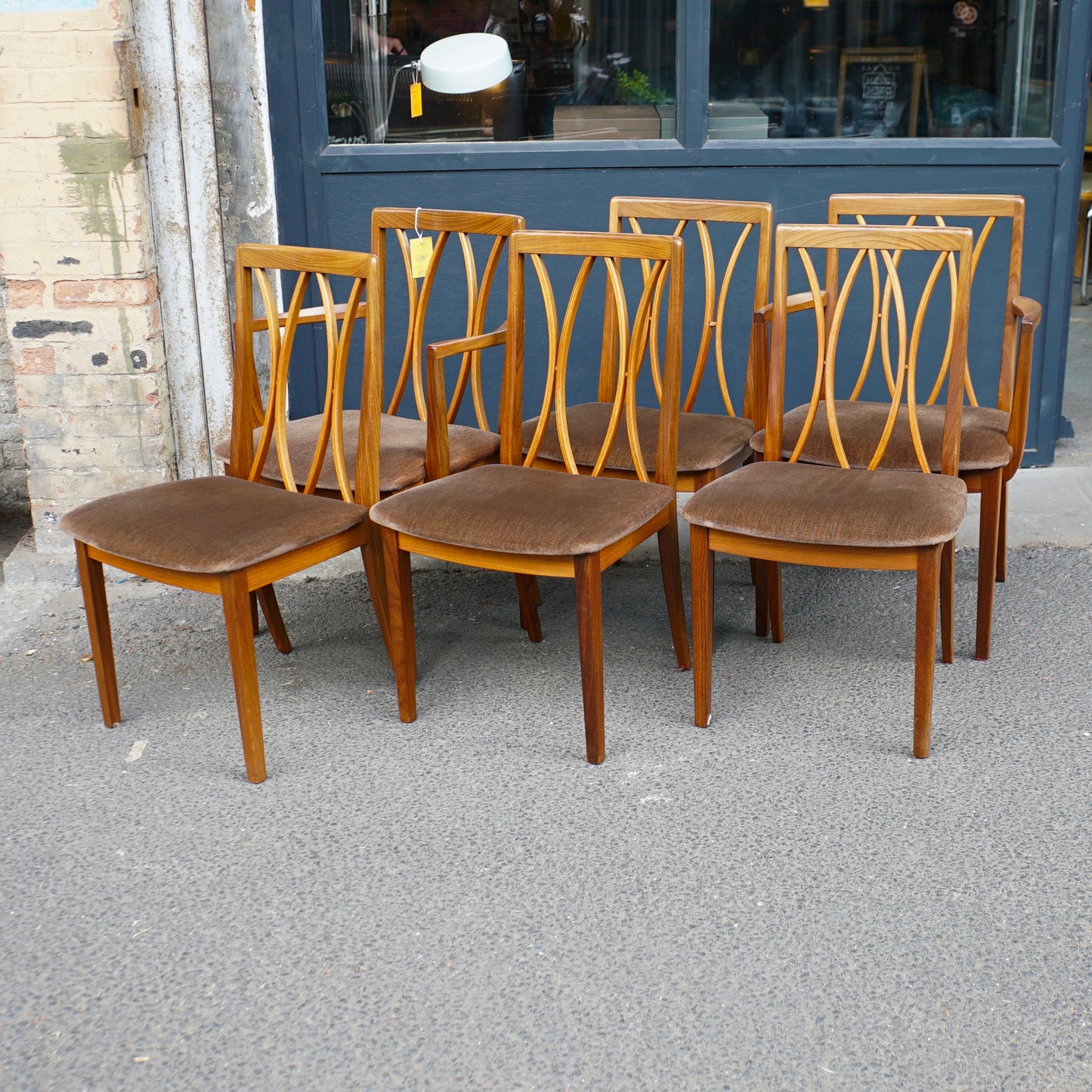 Midcentury G Plan Fresco X Back Dining Chairs x6 (2 Carver Chairs)