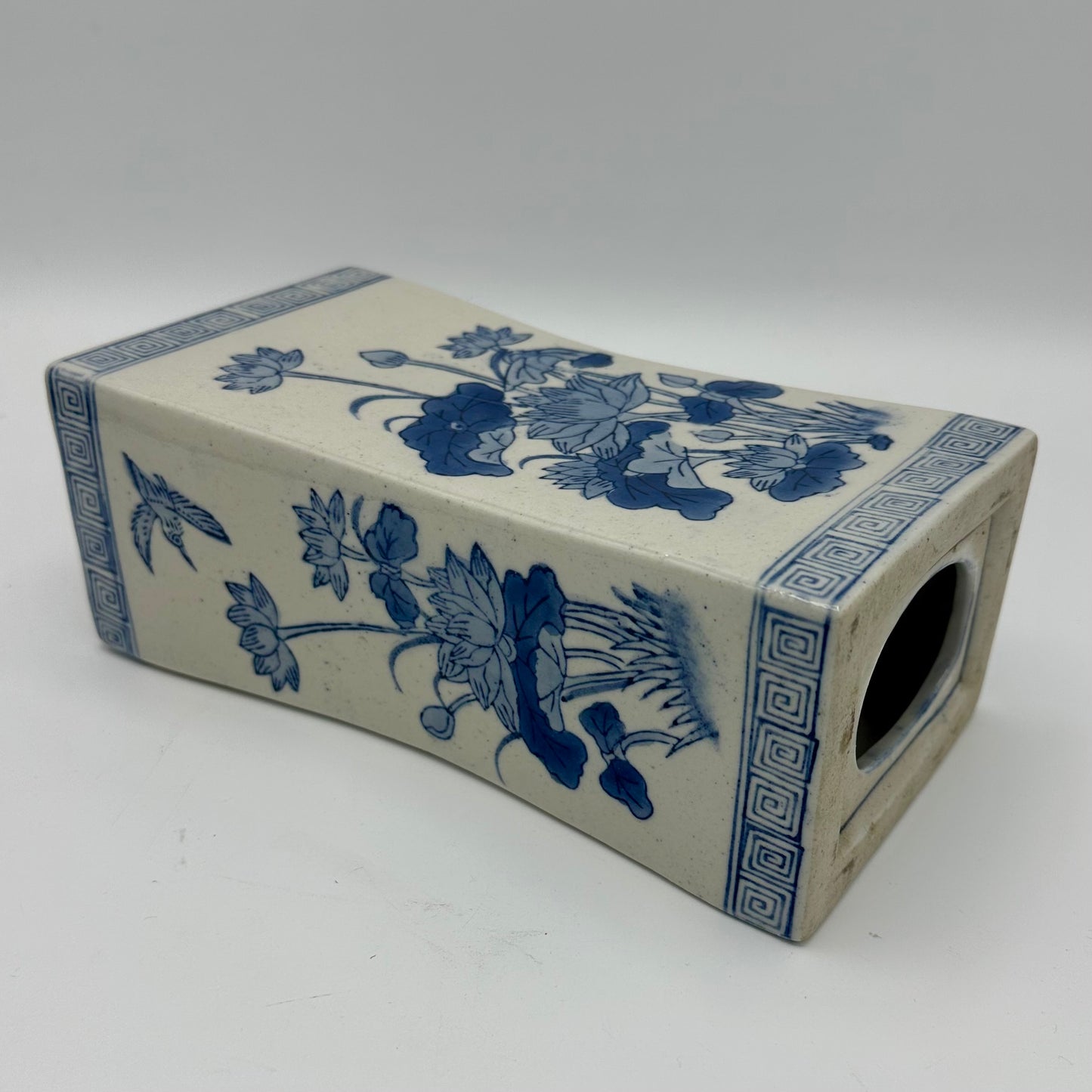 White and Blue Porcelain Chinese Opium Pillow