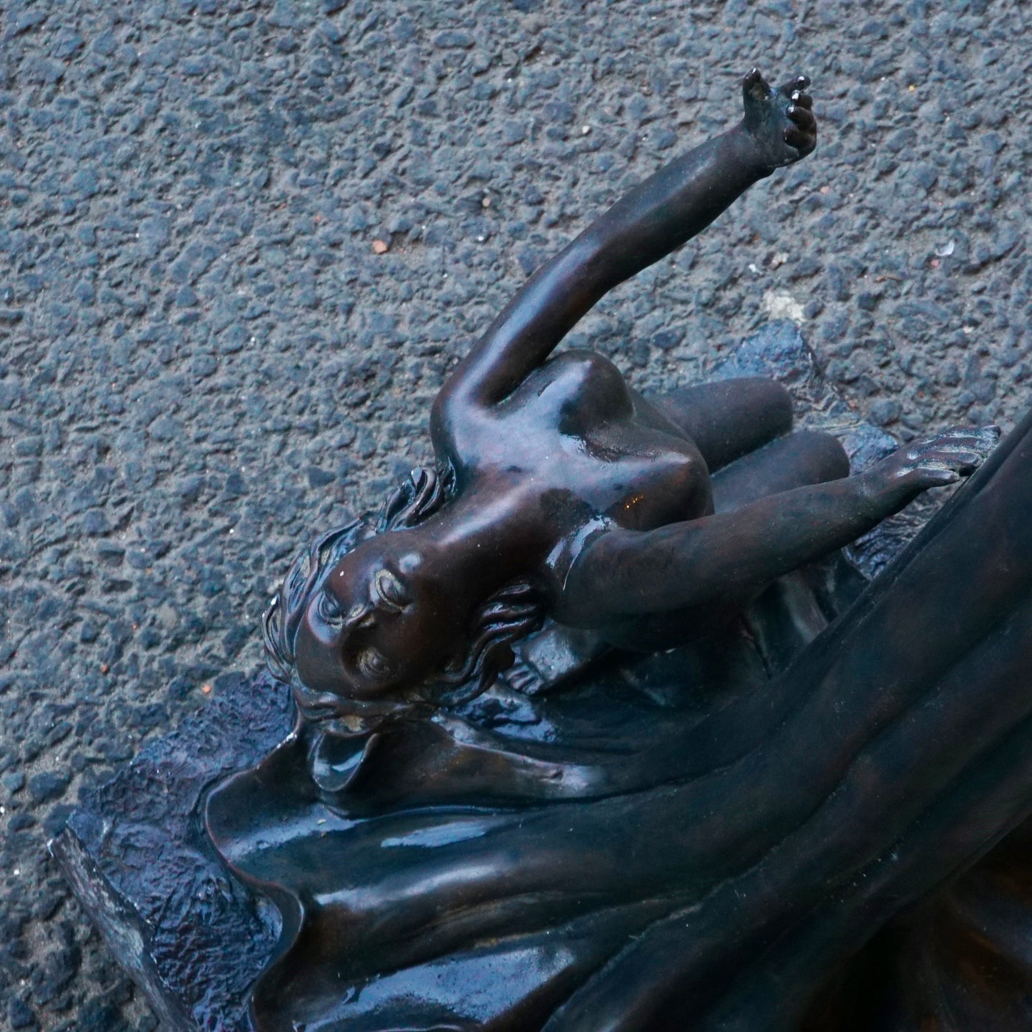 ‘The Leaving’ by Gustav Gurschner Art Nouveau Faux Bronze and Stained Glass Lamp