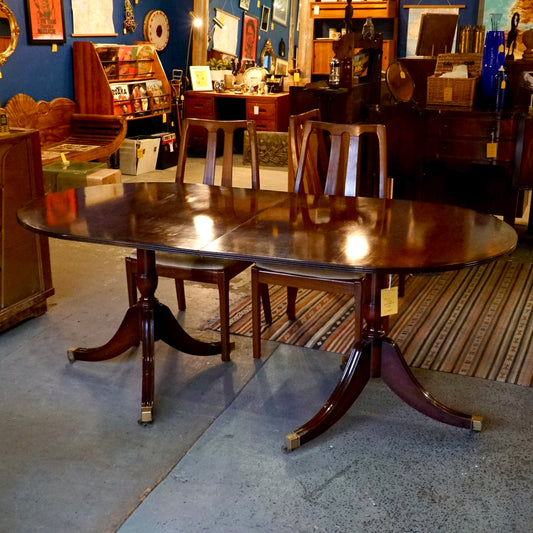 19th Century Antique Dining Table with Extending Leaf