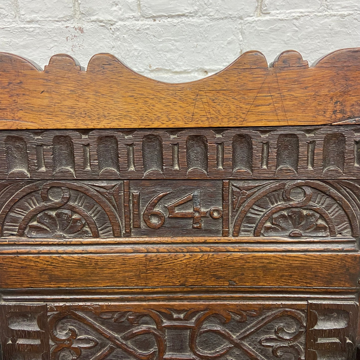 1640 Charles I, 17th Century Solid Oak Arm Chair