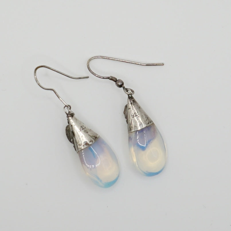 Sterling Silver Opalite and Garnet Earrings