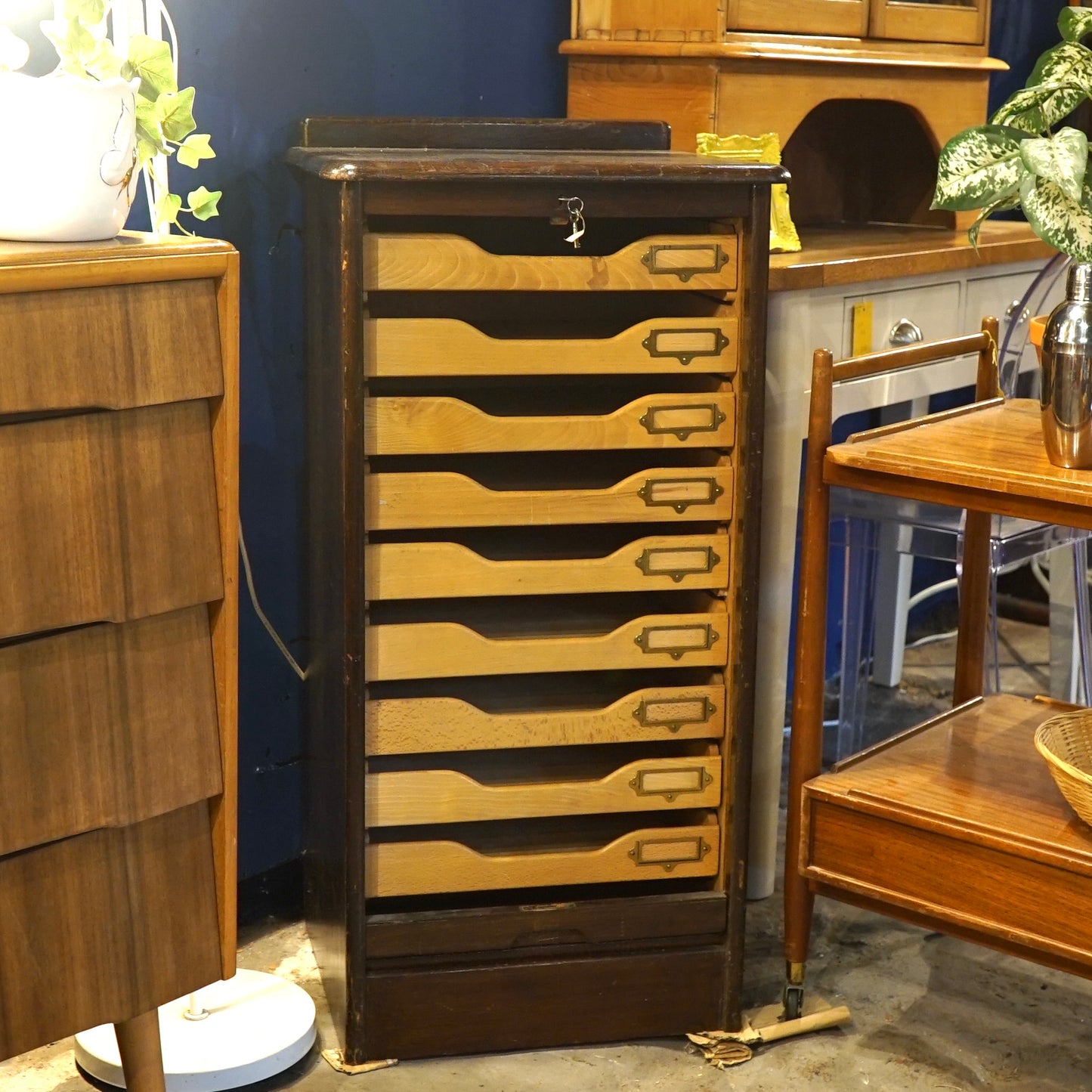 1940s Abbess Tambour Filing Cabinet
