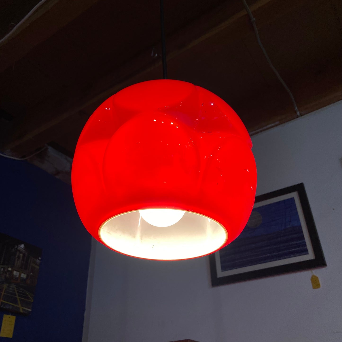 1960’s Peill & Putzler Orange Glass Pendant Light