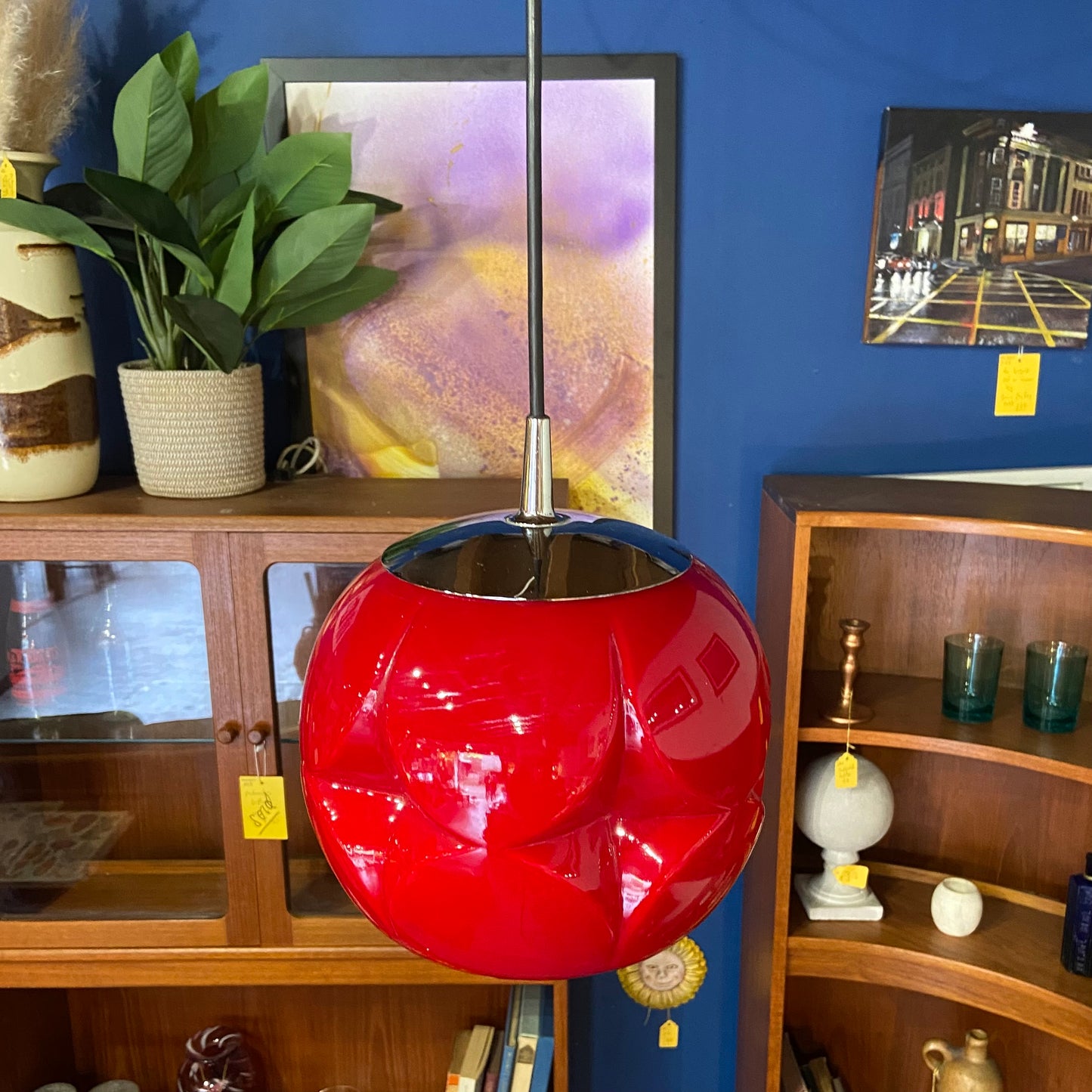 1960’s Peill & Putzler Orange Glass Pendant Light