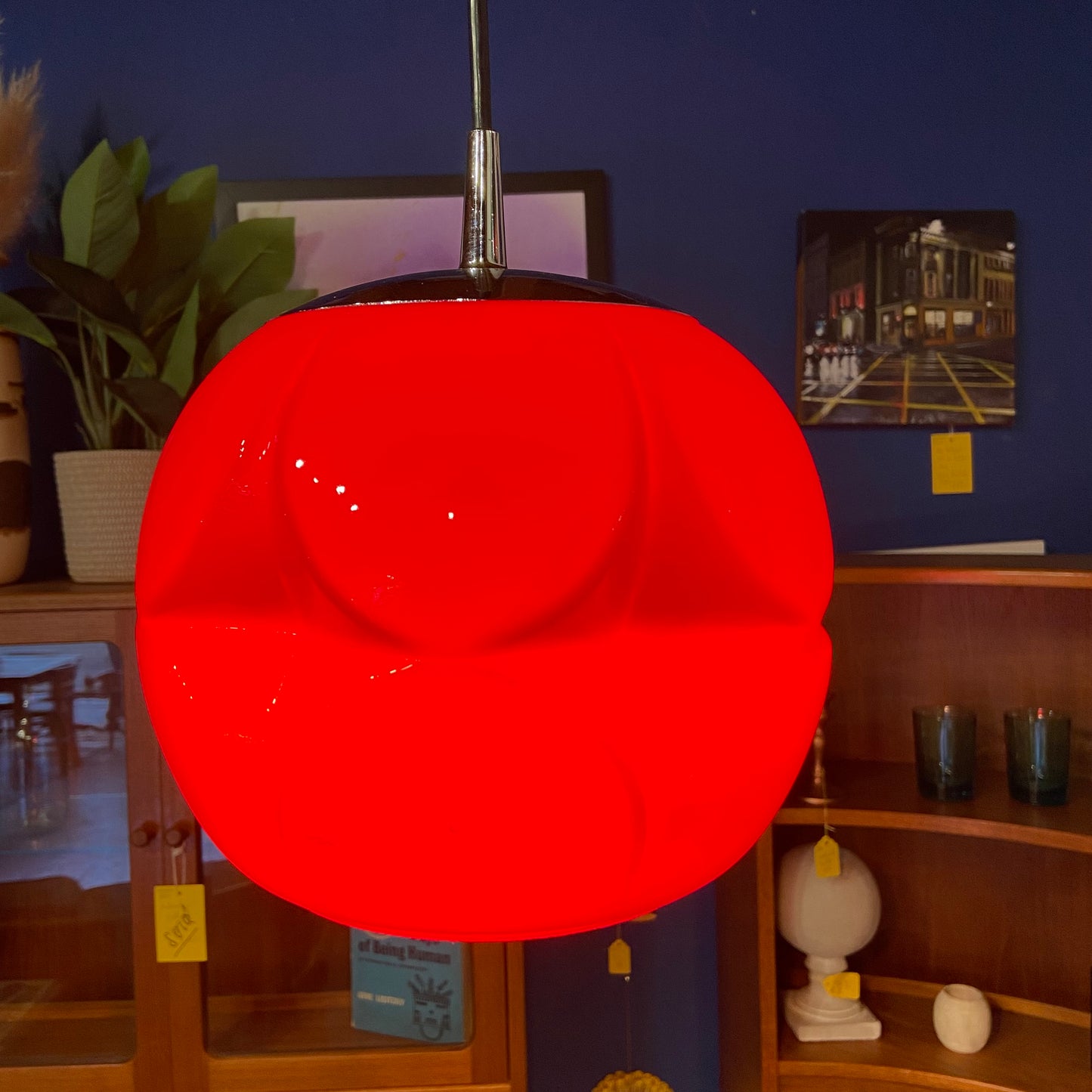 1960’s Peill & Putzler Orange Glass Pendant Light