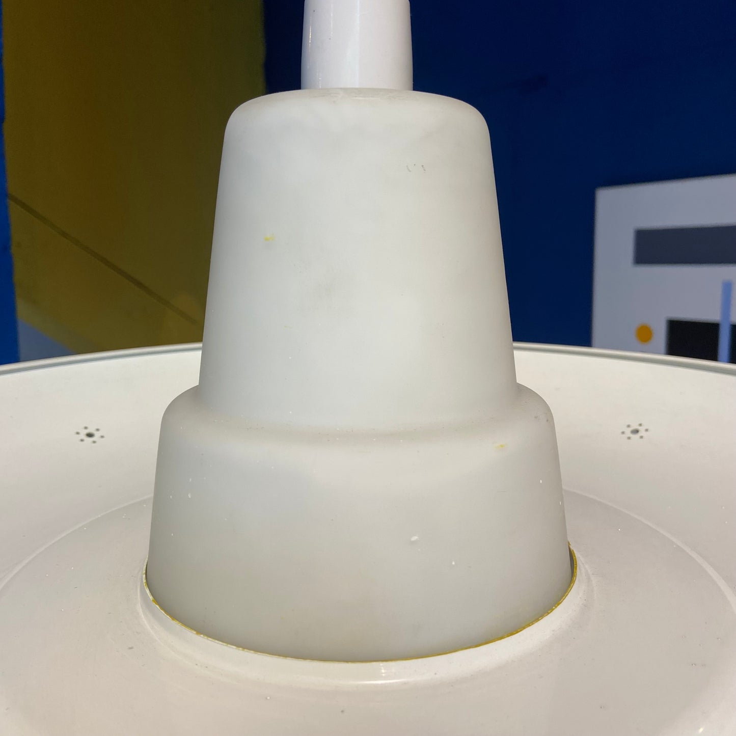 1960s Opaline Glass and Aluminium Light Shade