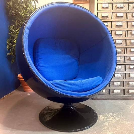 Vintage Rare Black and Blue Ball Chair