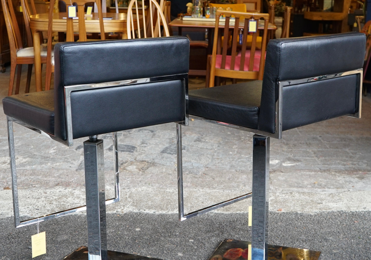Calligaris Italian leather bar stools x2