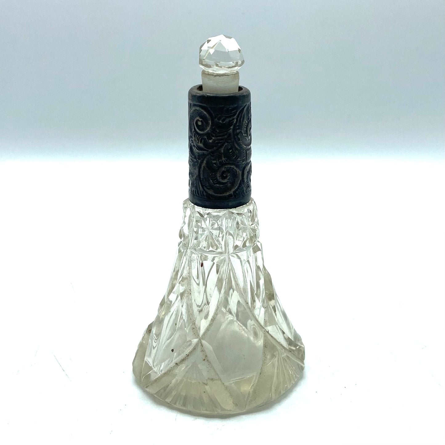 Antique scent Bottle with Sterling Silver collar