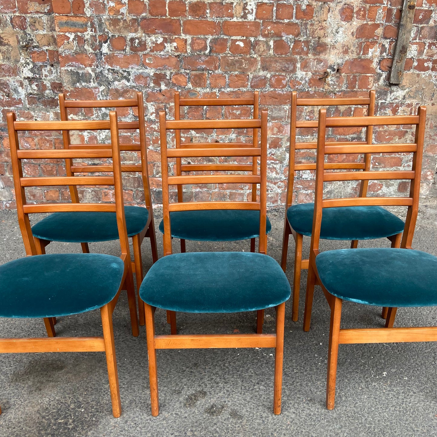 70s velvet dining chairs by Schrieber