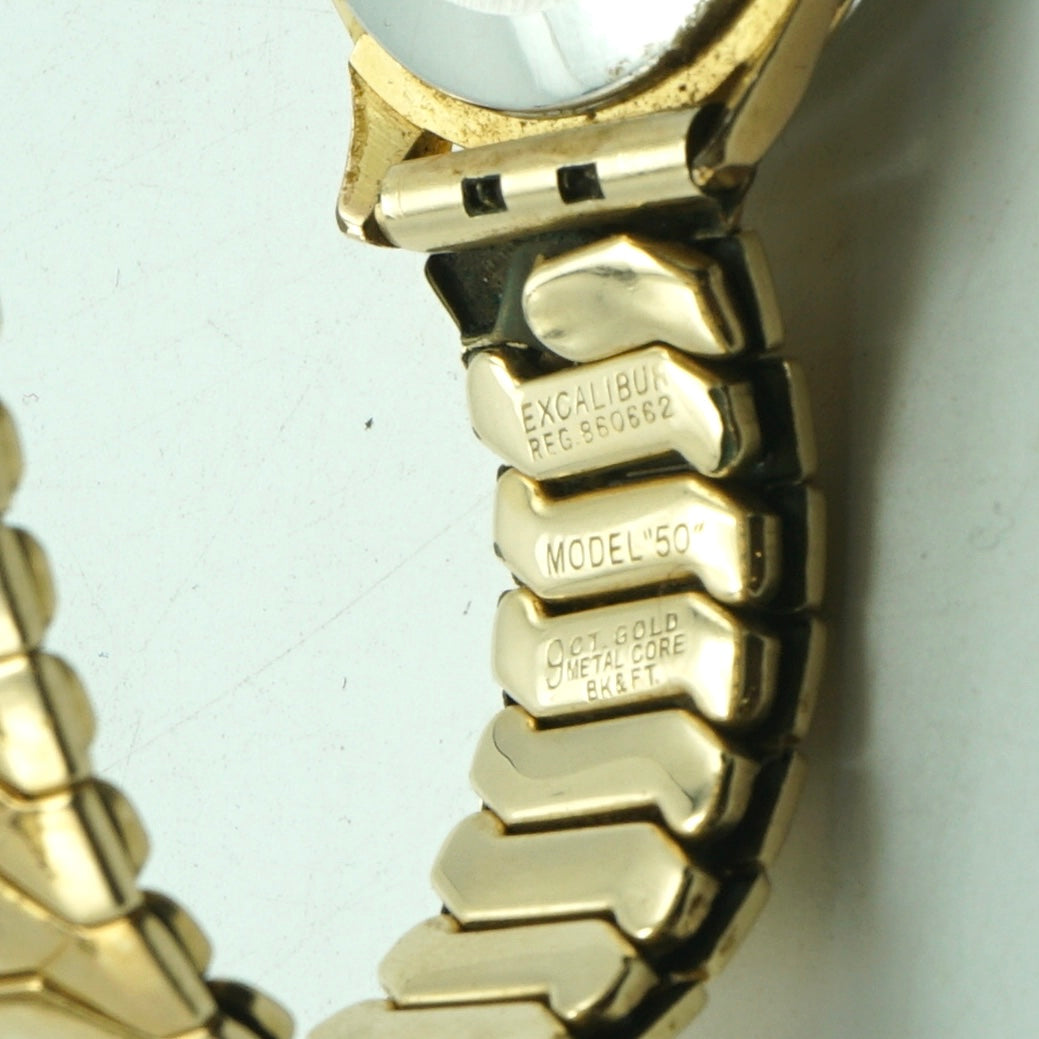 1970s Gold Accurist Watch on Excalibur Model “50” 9kt Gold Band