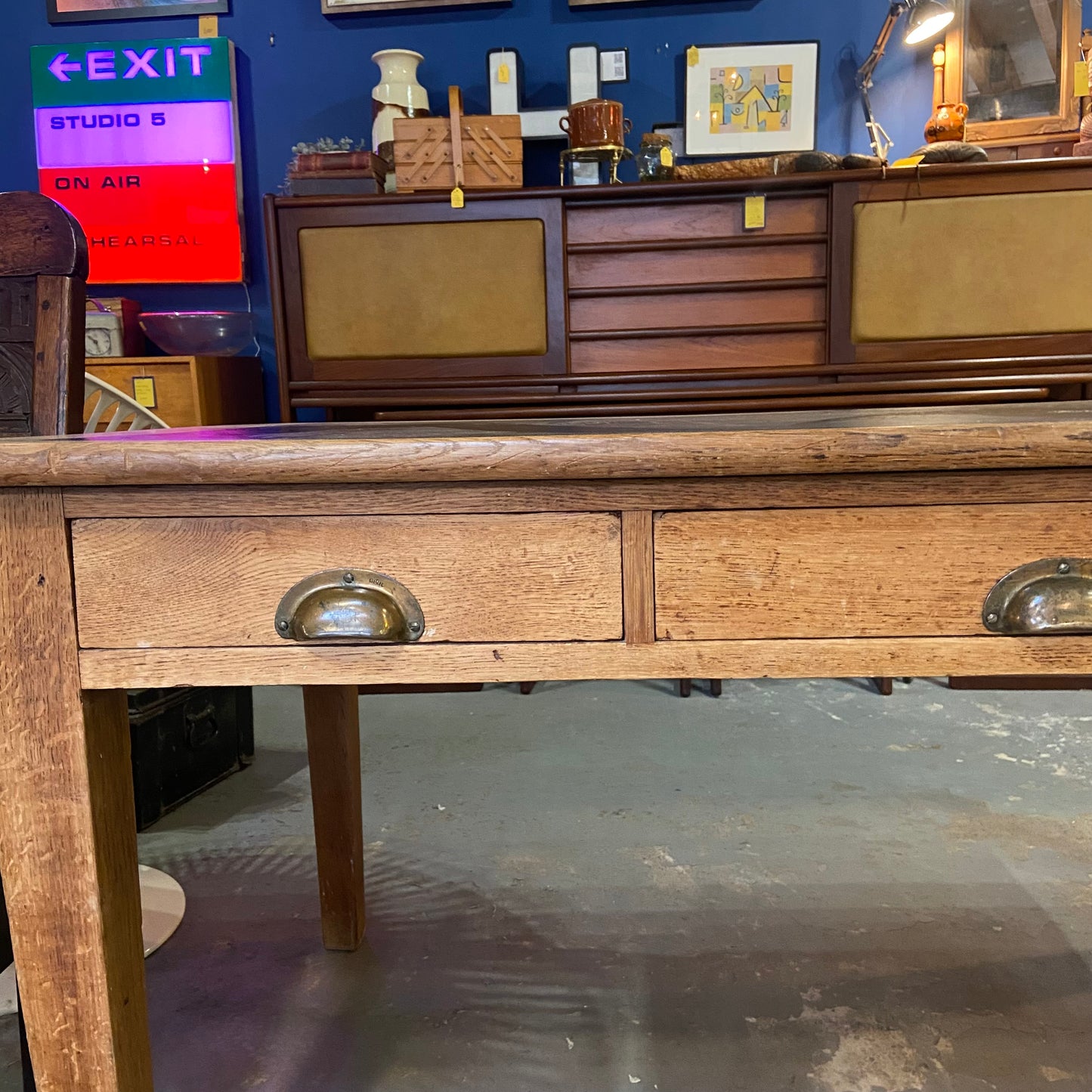 1930s George V Solid Oak English writing Desk