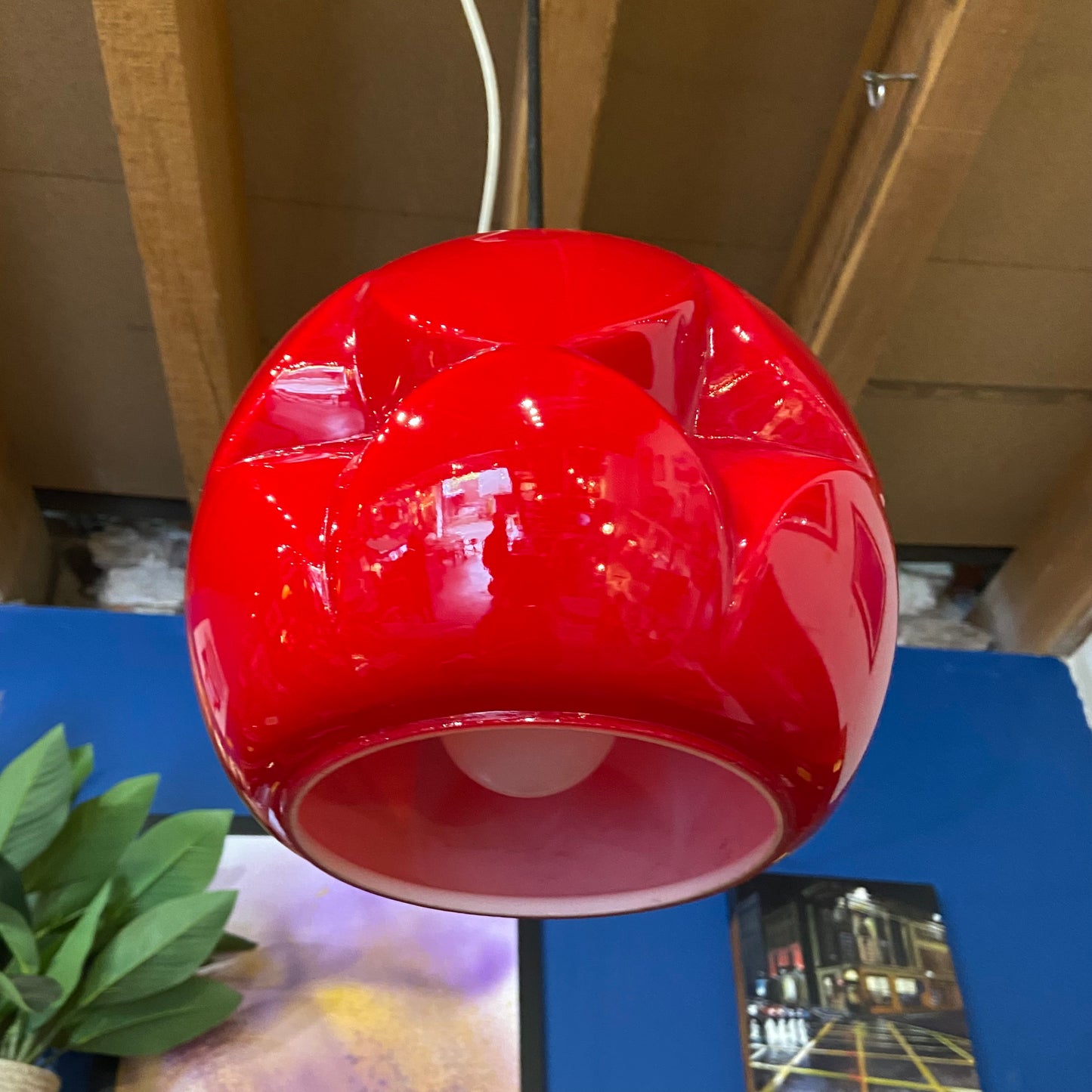 1960’s Peill & Putzler Orange Glass Pendant Light