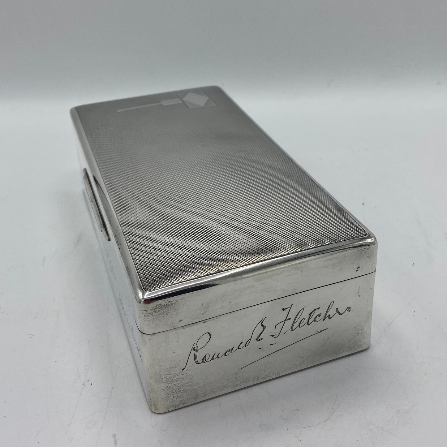 1950s Walker and Hall Sterling Silver engraved cigarette box