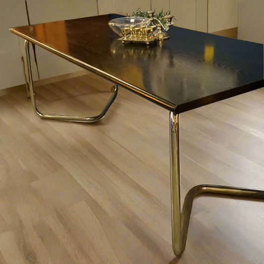 Rare Vintage 1980s Black and Chrome Dining Table by Conrad