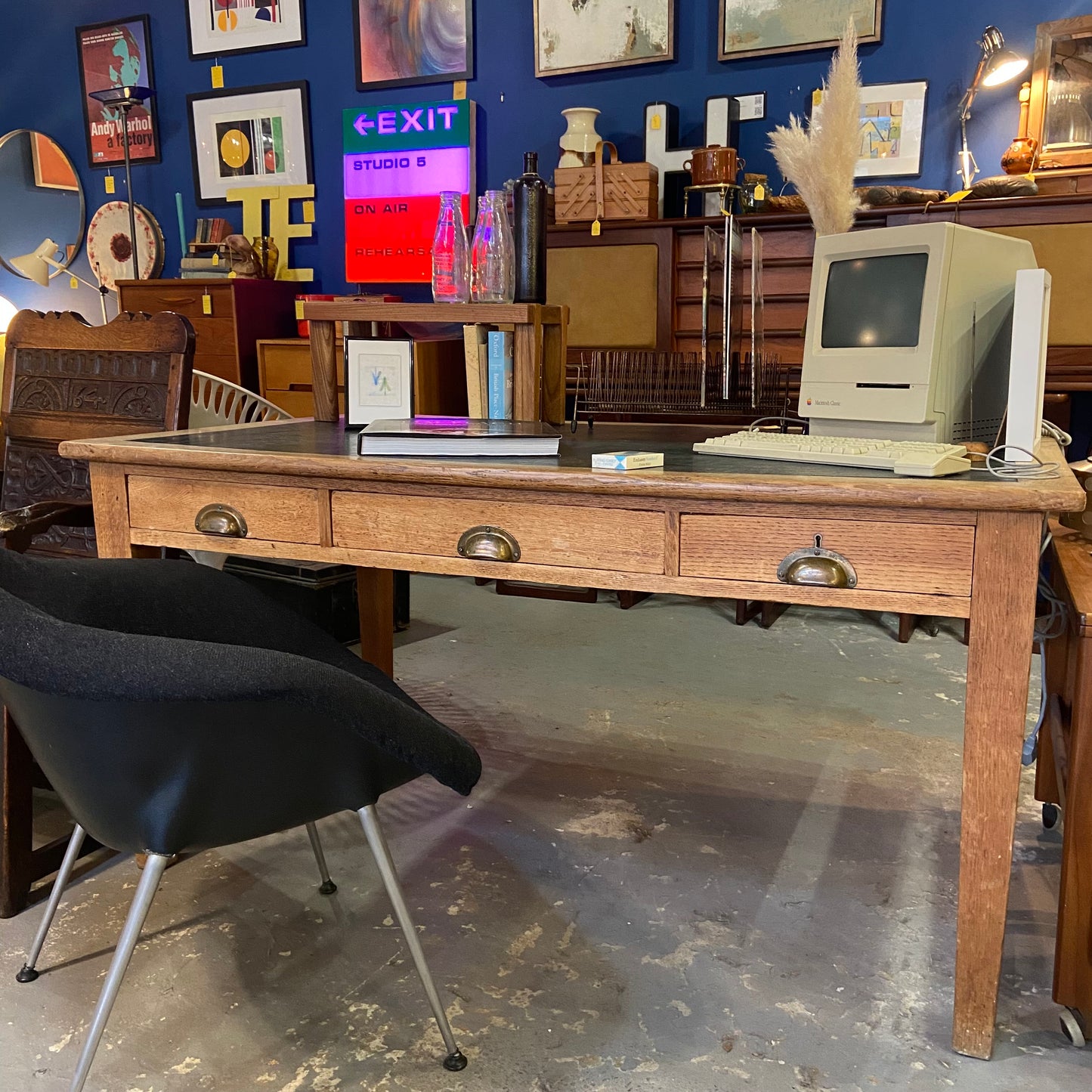 1930s George V Solid Oak English writing Desk