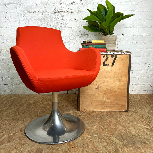 Midcentury 1960s Orange Retro Italian Swivel Chair