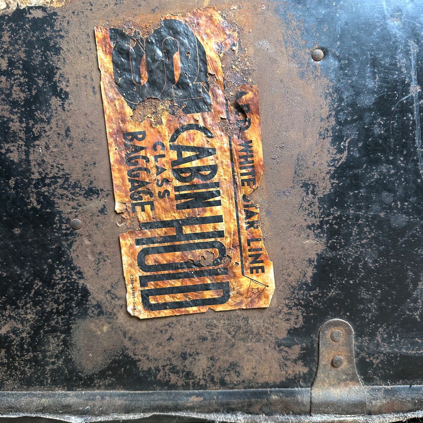 Vintage Early 1900s Trunk with 1948 Cunard White Star Shipping Stickers