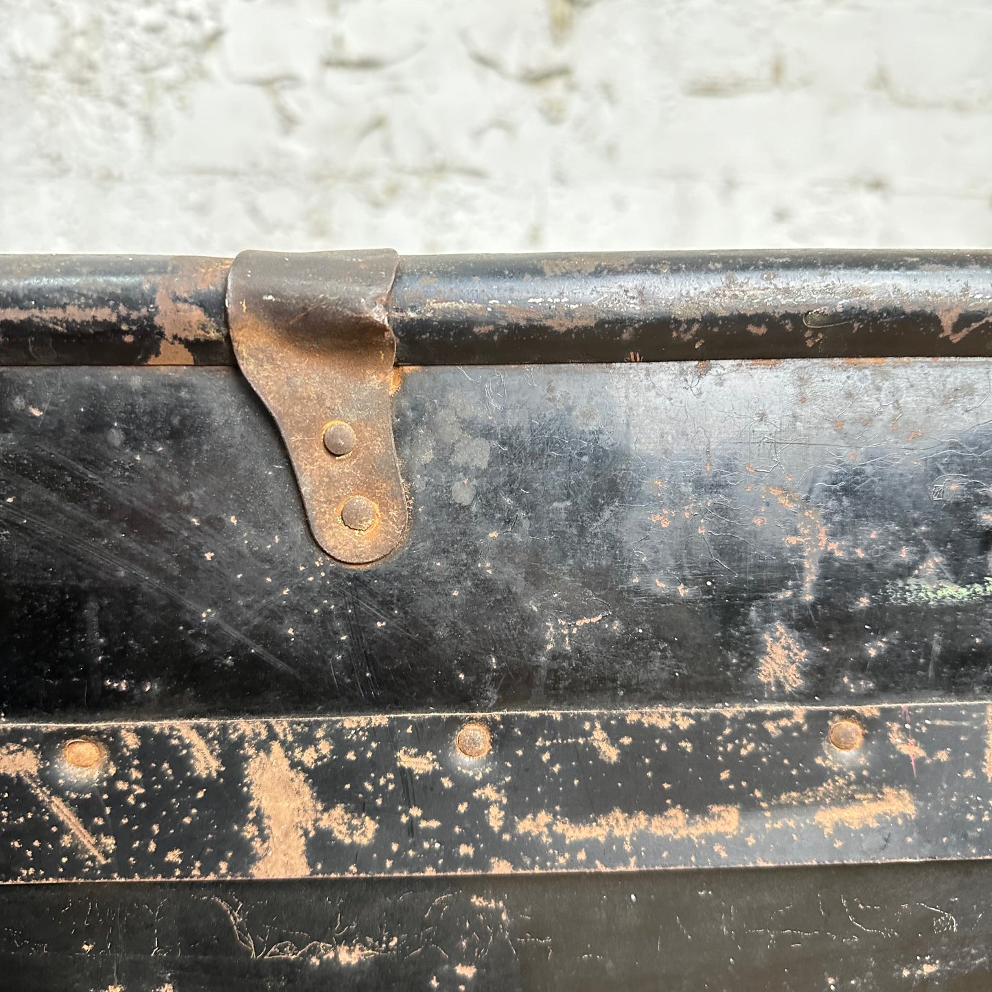 Vintage Early 1900s Trunk with 1948 Cunard White Star Shipping Stickers