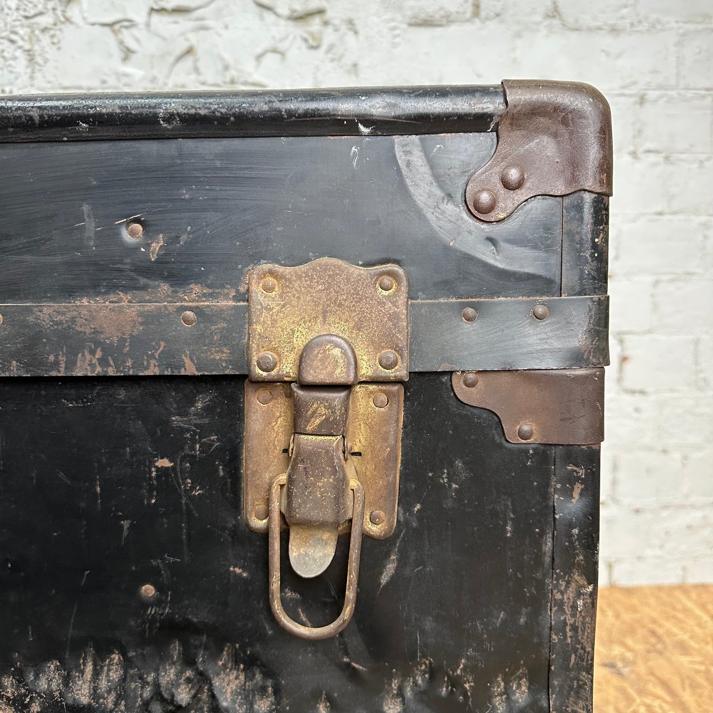 Vintage Early 1900s Trunk with 1948 Cunard White Star Shipping Stickers