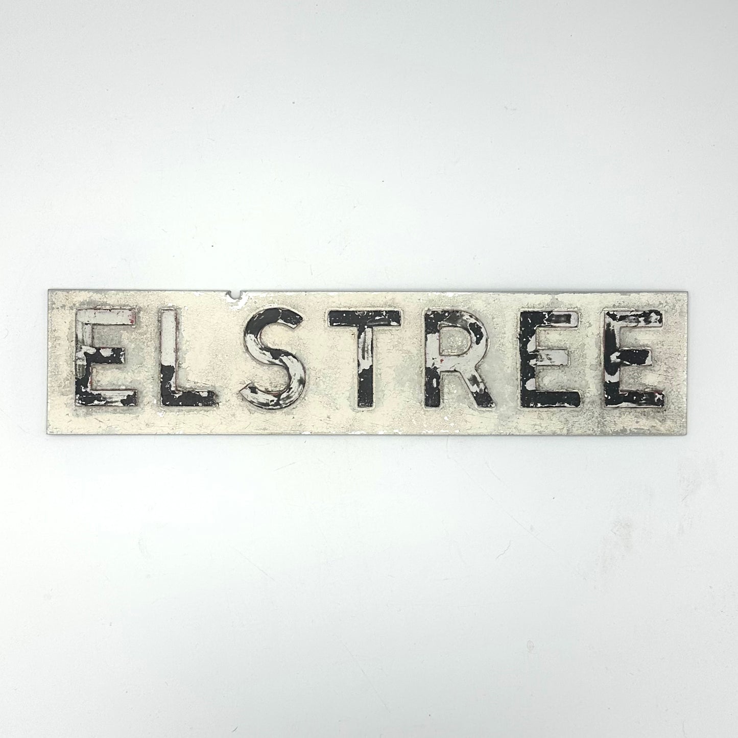 Antique 'Elstree' Studios Cut Victorian Enamel Cut London Street Sign