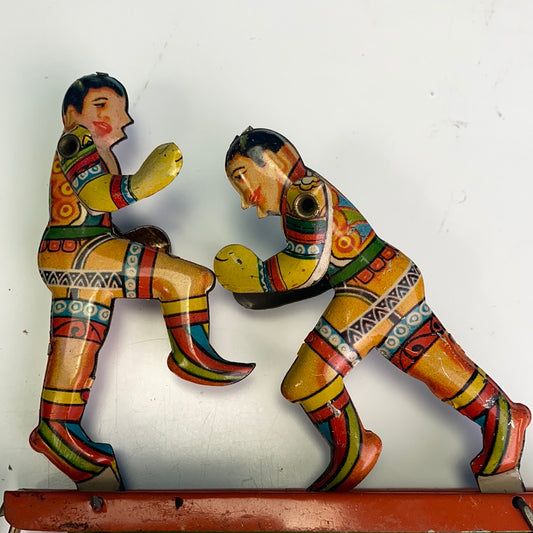 Vintage tin plate litho boxing men