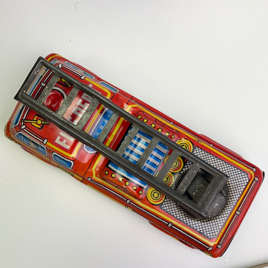 Vintage japanese tin plate friction powered fire engine