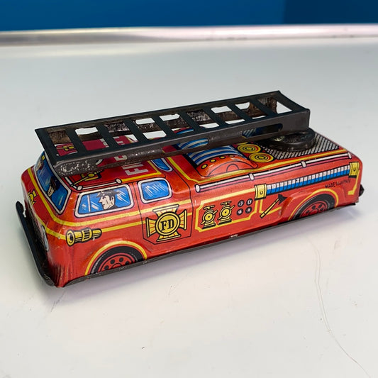 Vintage japanese tin plate friction powered fire engine