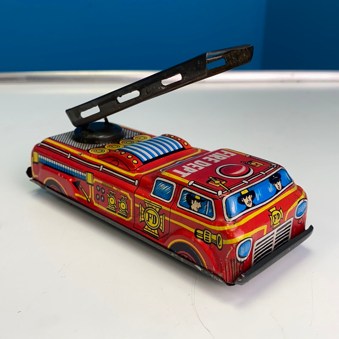 Vintage japanese tin plate friction powered fire engine
